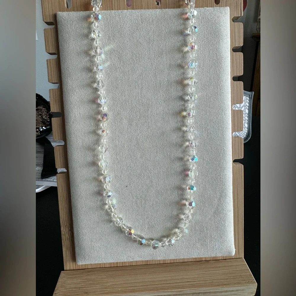 Little Girl Sparkly Necklace, Beads, Clear, Not Stretchy